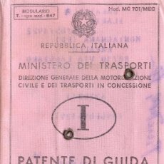 Documentos antiguos: PERMISO-LICENCIA- CARNET DE CONDUCIR DE ITALIA, 1981